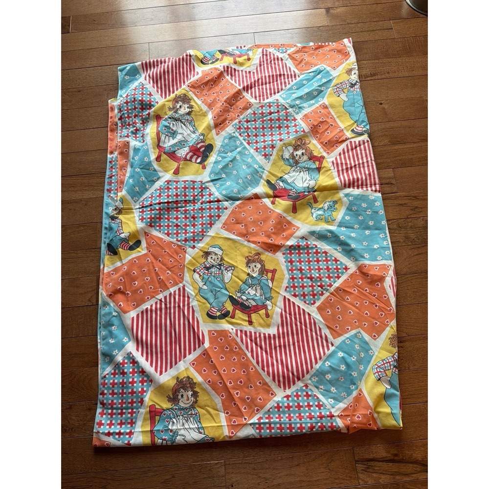 Vintage Raggedy Ann and Andy Twin Flat Sheet Top Pacific Puppy Patchwork